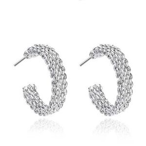Silver Mesh Hoop Earrings